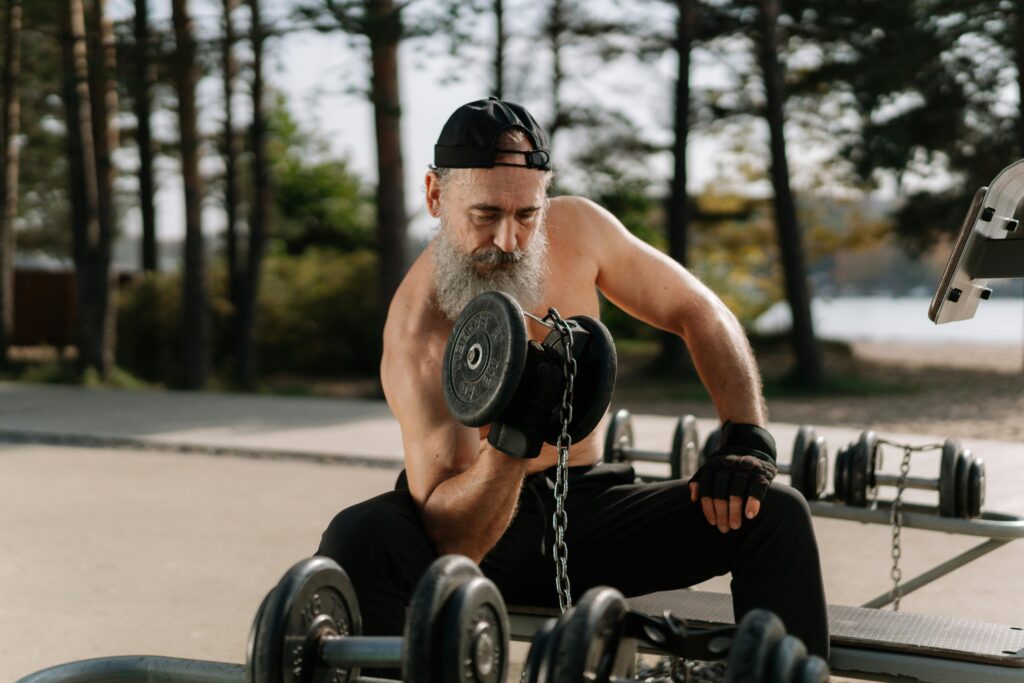 Peptides Researcher lifting weights.